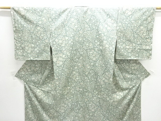  未使用品　花模様手織り紬着物